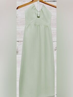 Mango Pistachio Linen Green Halter Maxi Sundress: Size XL (runs small =10 USA)